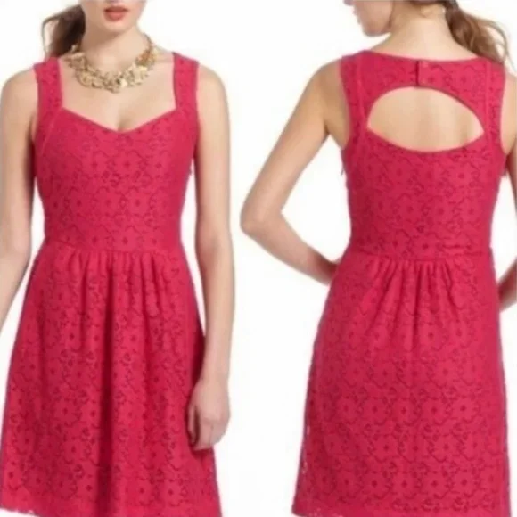 Deletta Silverfield Sweetheart Pink Dress Lace 0 XS - Picture 1 of 2